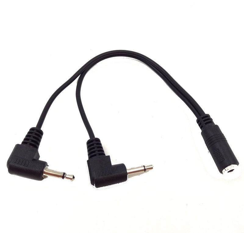 Wpeng Qaoquda 3.5mm 1/8 inch Female to 2 Dual 1/8 inch 3.5mm Male Right Angle 90 Degree Adapter Cord Y Splitter Cable - 5 inch (3.5F/2M) - Image 2